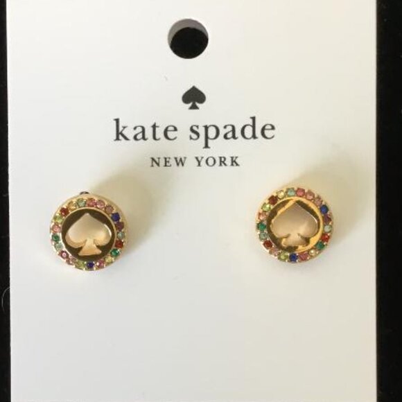 Kate Spade Spot The Spade Pave Halo Spade Studs Earrings - Picture 3 of 4